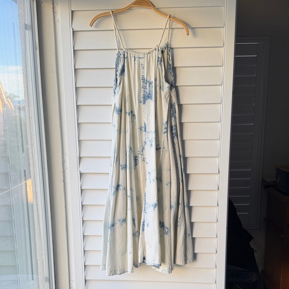 Anthropologie Blue and White Tie-Dye Dress